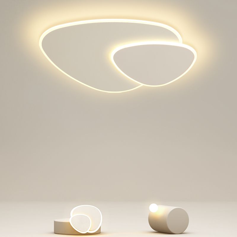 Plafonnier LED oblong blanc en fer forgé de style concis et moderne avec abat-jour en acrylique