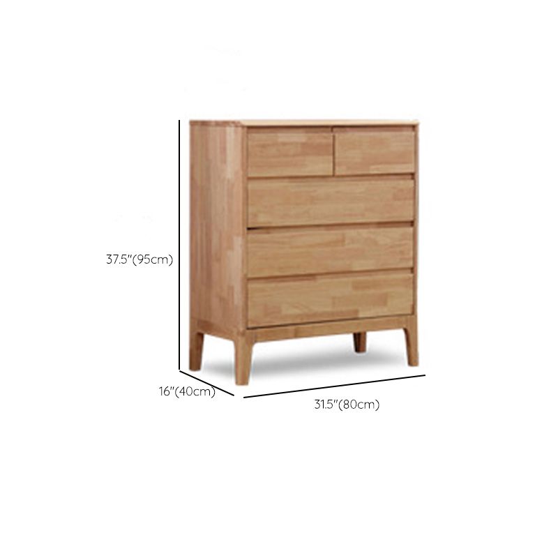 Modern Natural Rectangle Accent Chest with Drawers in Rubberwood