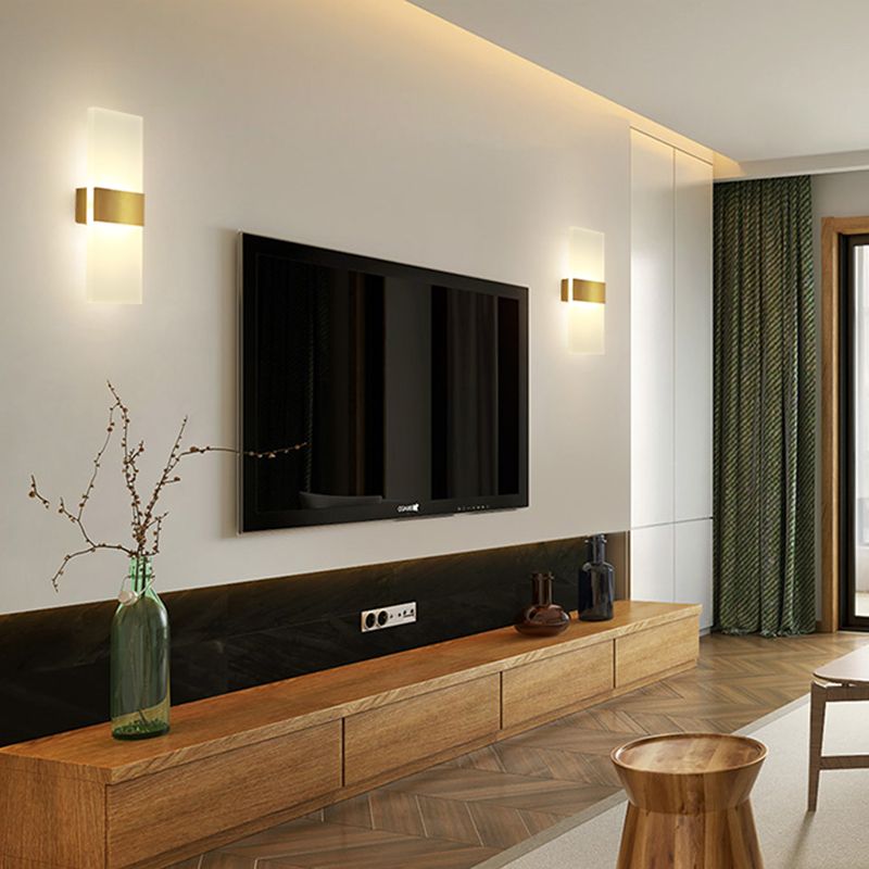 Moderno de moda simple estilo geométrico mate de pared de metal 1 apliques de luz