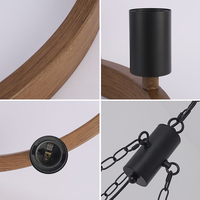 Antique Wood Hanging Pendant Lights Industrial 6-Lights Hanging Lights for Bar