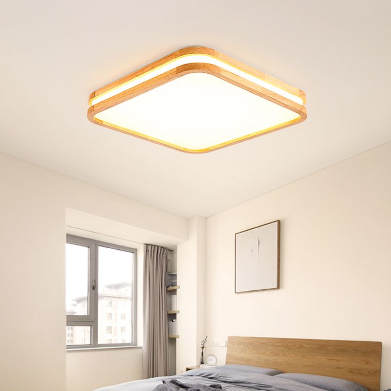 Geometric Wood Flush Massimale Light Modern 1 - Light Flush Massimale Light Fixtures in Brown