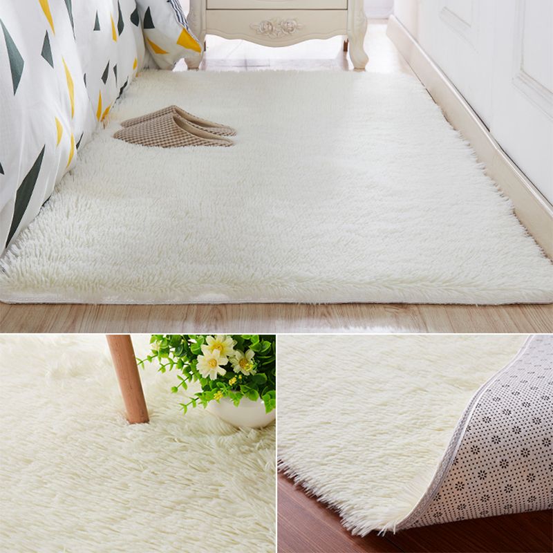 Nordic Girls Bedside Rug Multi Color Plain Rug Synthetic Wool Stain Resistant Non-Slip Machine Washable Rug