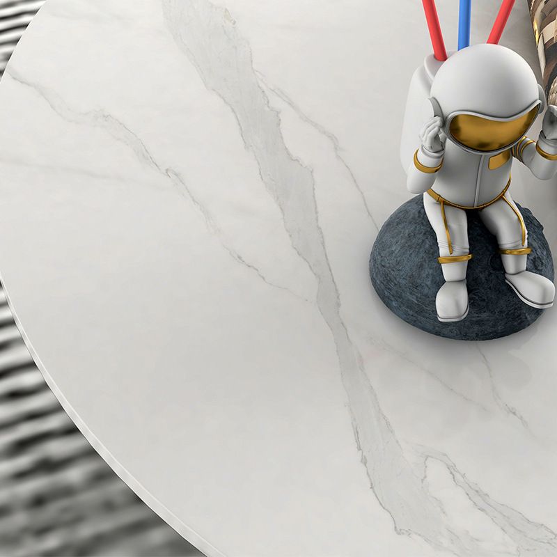 Slate and Metal Round 3 Legs Coffee Table Modern Table for Living Room