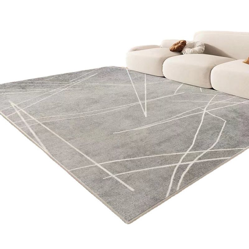 Gray Modern Carpet Polyester Line Carpet Non-Slip Backing Carpet for Home Decor