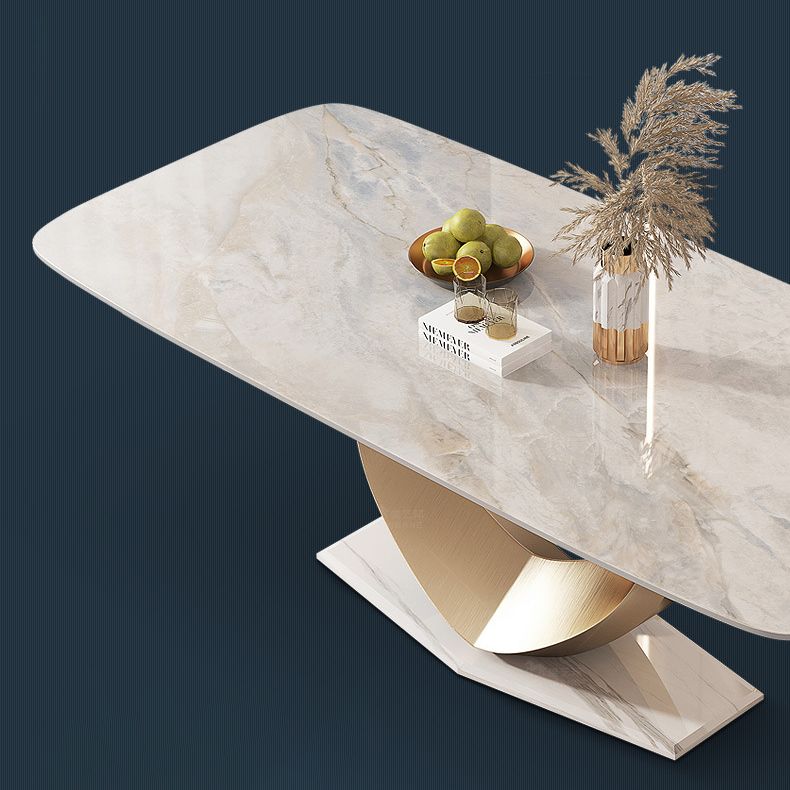 Glam Style Sintered Stone Table Dining Rectangle Table for Home