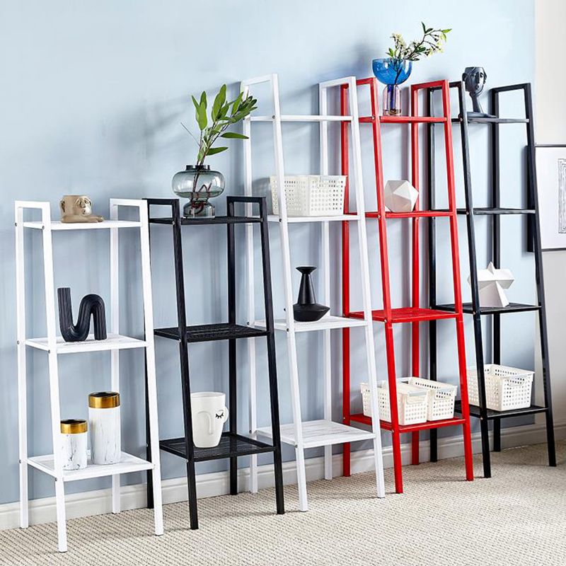 Modern Metal Ladder Bookshelf Vertical Open Bookshelf for Living Room