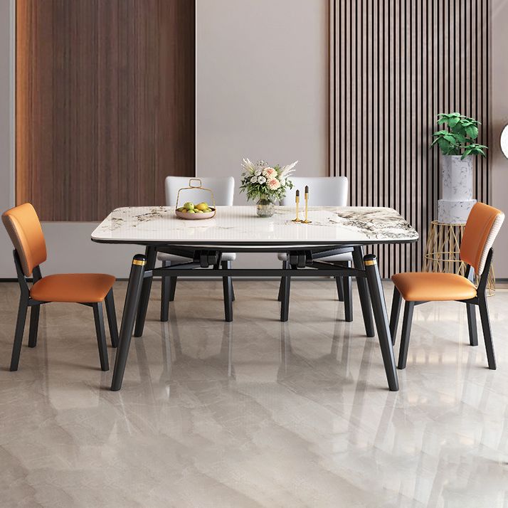 Modern Extendable Stone Dining Table Wood Base Table for Dining Room