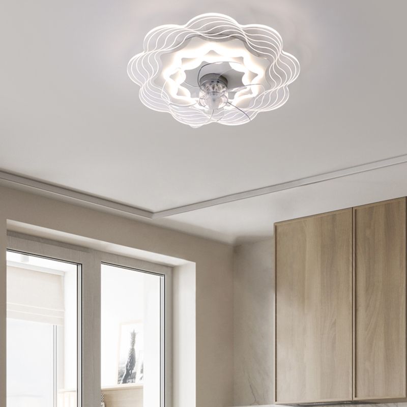Einfacher Stil Metall Deckenventilator Moderne Flush Mount Leuchte für Schlafzimmer