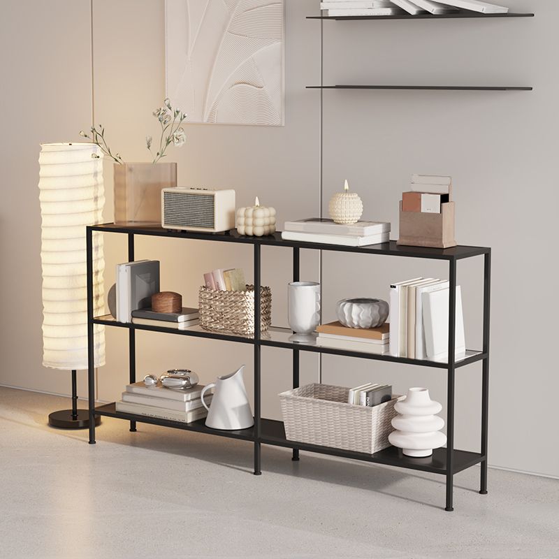 Modern Open Back Bookshelf Horizontal Metal Bookcase with Shelves