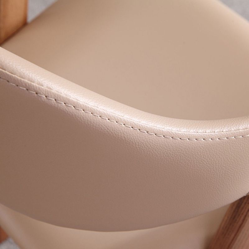 Open Back Dining Side Chair Solid Wood Dining Chair in Brown