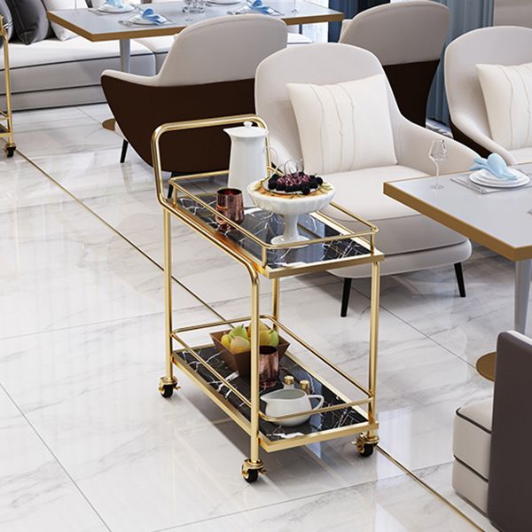 Modern 33.86"H Rolling Prep Table Rectangular Metal Prep Table for Home Use