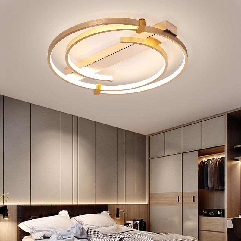 18"/23.5" W Ring Flush Mount Ceiling Fixture Minimalist Metal Gold Bedroom Ceiling Light Fixture