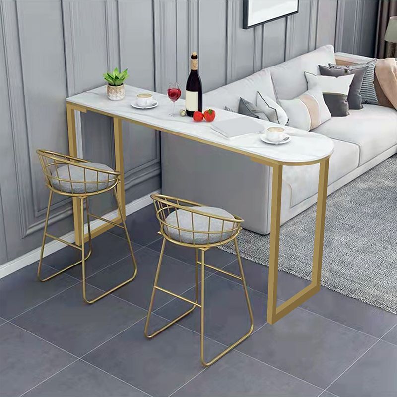 Contemporary Free Form Bar Table with Metal Base for Living Room