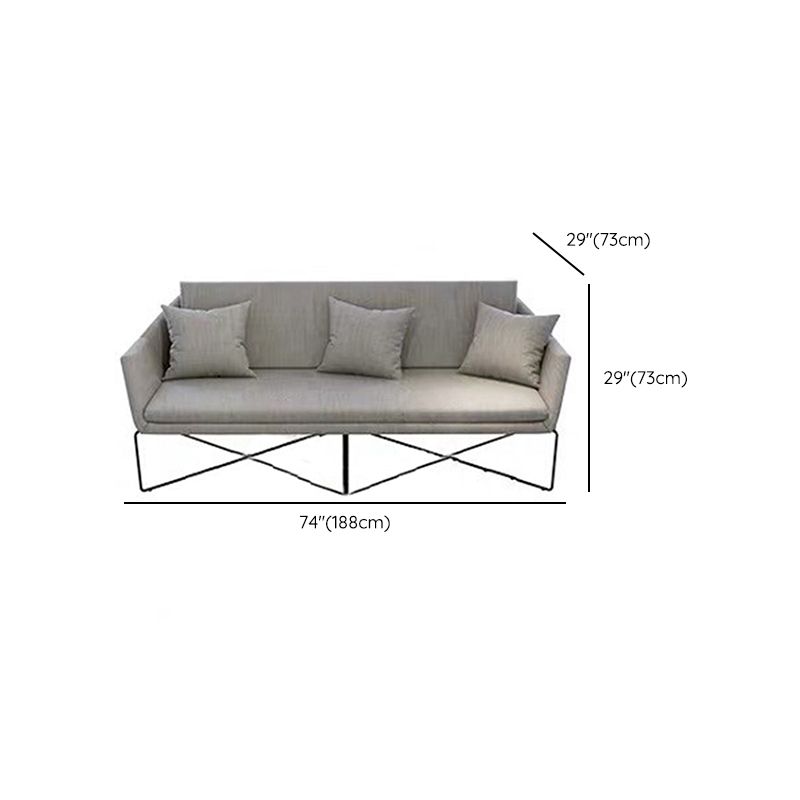 Contemporary Style Cotton Flared Arm Sofa in Gray For Living Room