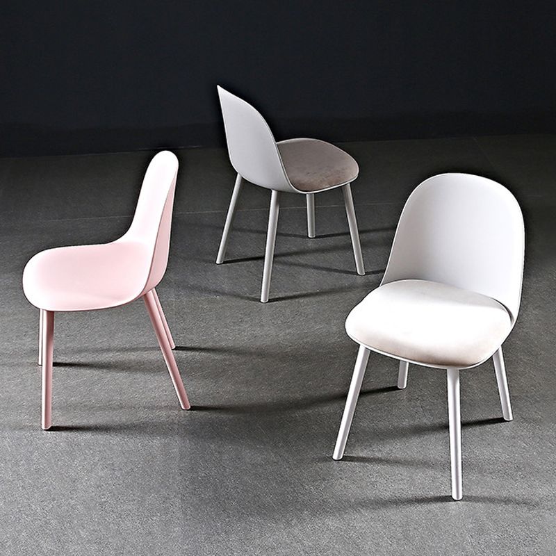 Silla sin brazos de comedor de plástico escandinavo, silla con respaldo sólido para el hogar