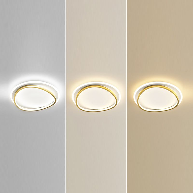 Metal Round Shape Flush Ceiling Light Modern 2 Lights Flush Mount Lighting