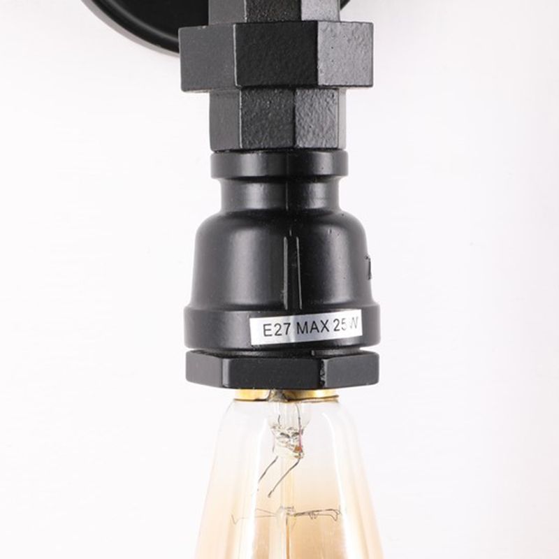 Industrial Metal Wall Sconce Pipe Shape Wall Light for Living Room in Rust