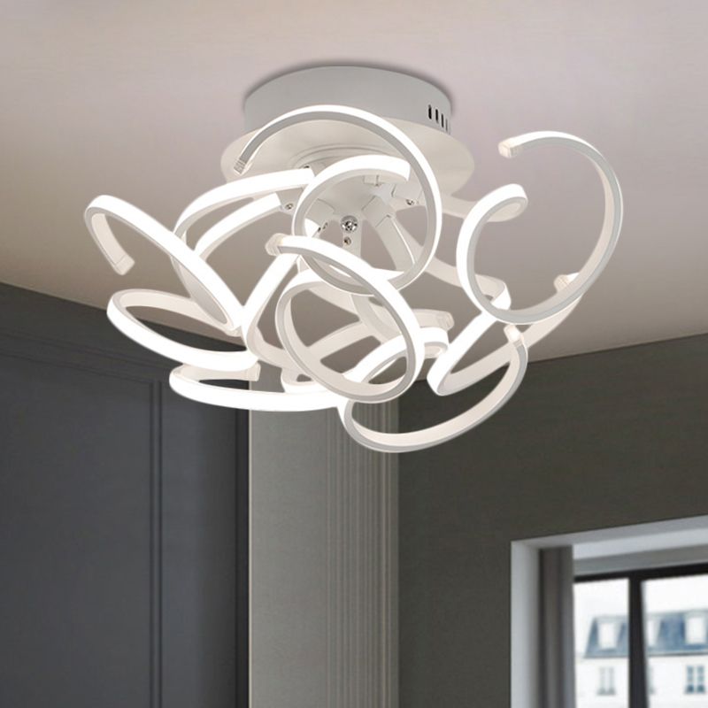 Twisted Streifen Semi Flush Deckenleuchte Moderne Metall 9/12-Licht weiße LED Flushmount im warmen/weißen/natürlichen Licht