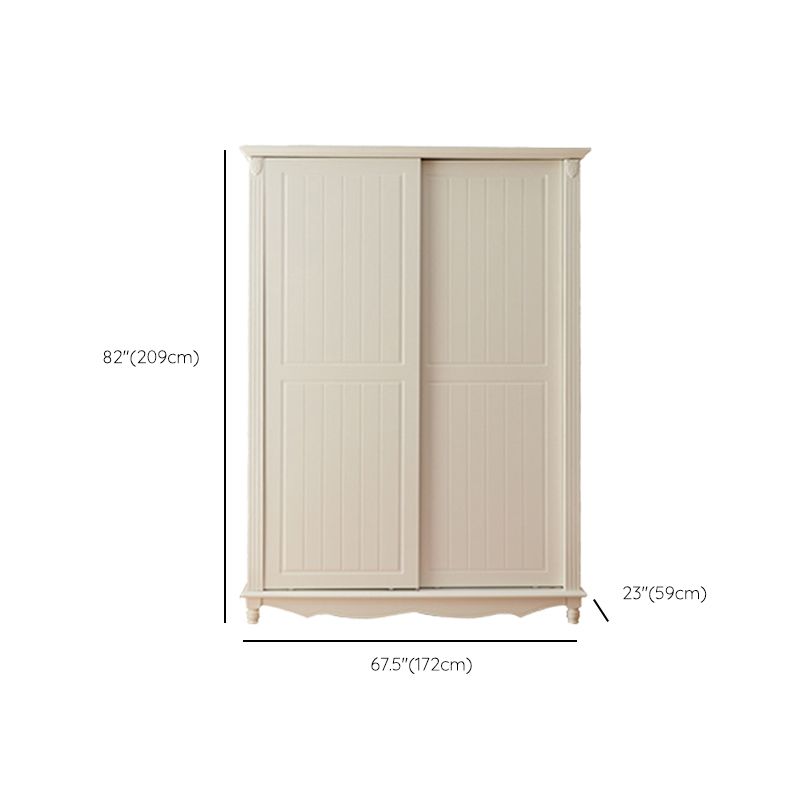Wooden Wardrobe Cabinet White Wardrobe Closet with Garment Rod