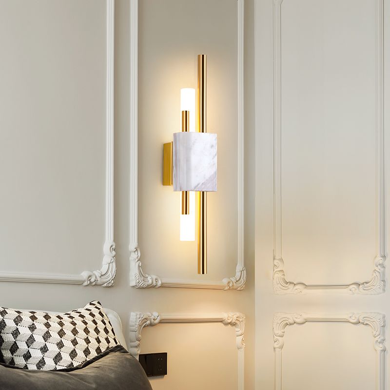 Moderner Stil Metall Wandleuchter Zylinder LED -Wandleuchte mit Marmor für Schlafzimmer
