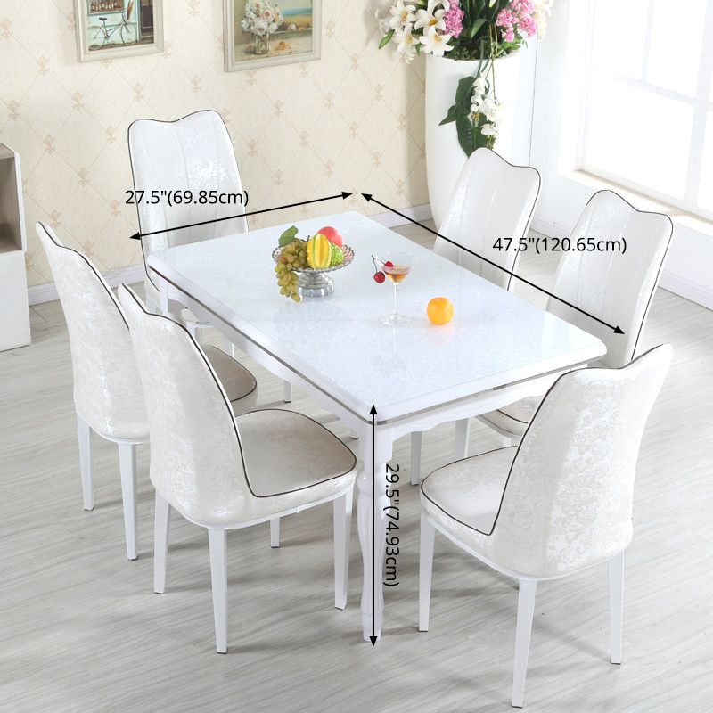 Dining Room Set Contemporary with Tempered Glass Dining Table and Cushion Chairs