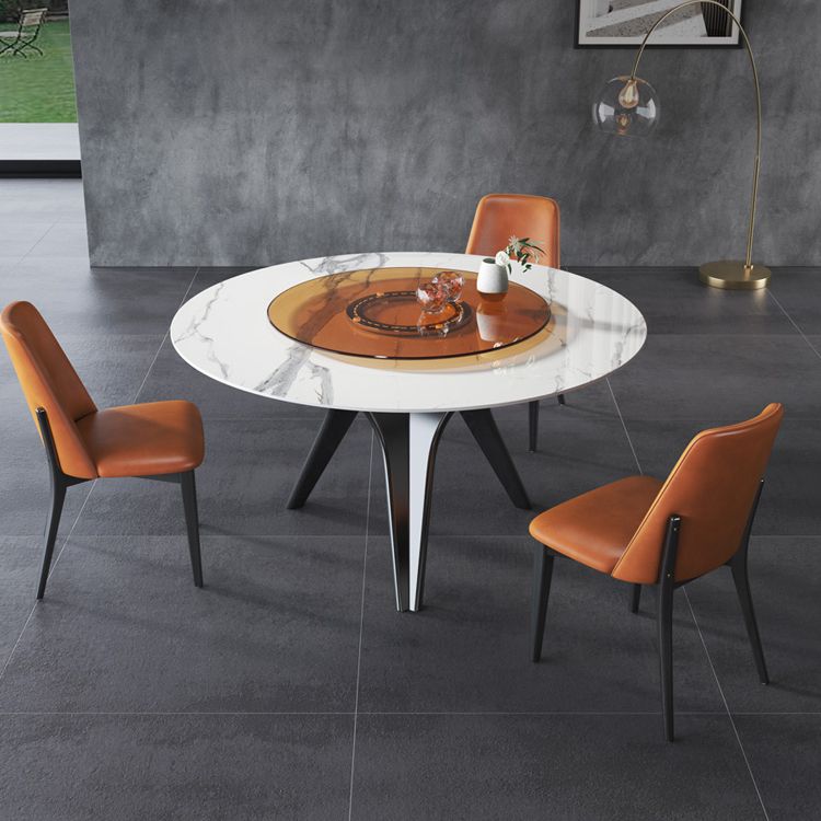 Solid Wood Frame Dining Room Set 1/2/5/7 Pcs Round Dining Table with Armless Chairs