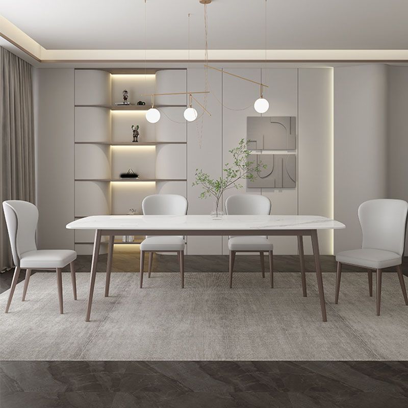 Designer Dining Set 1/2/4/5/7 Pieces Stone and Metal Dinette Set in White