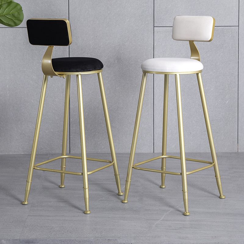 Nordic Style Upholstered Counter Height Stool Low Back Barstool with Metal Legs