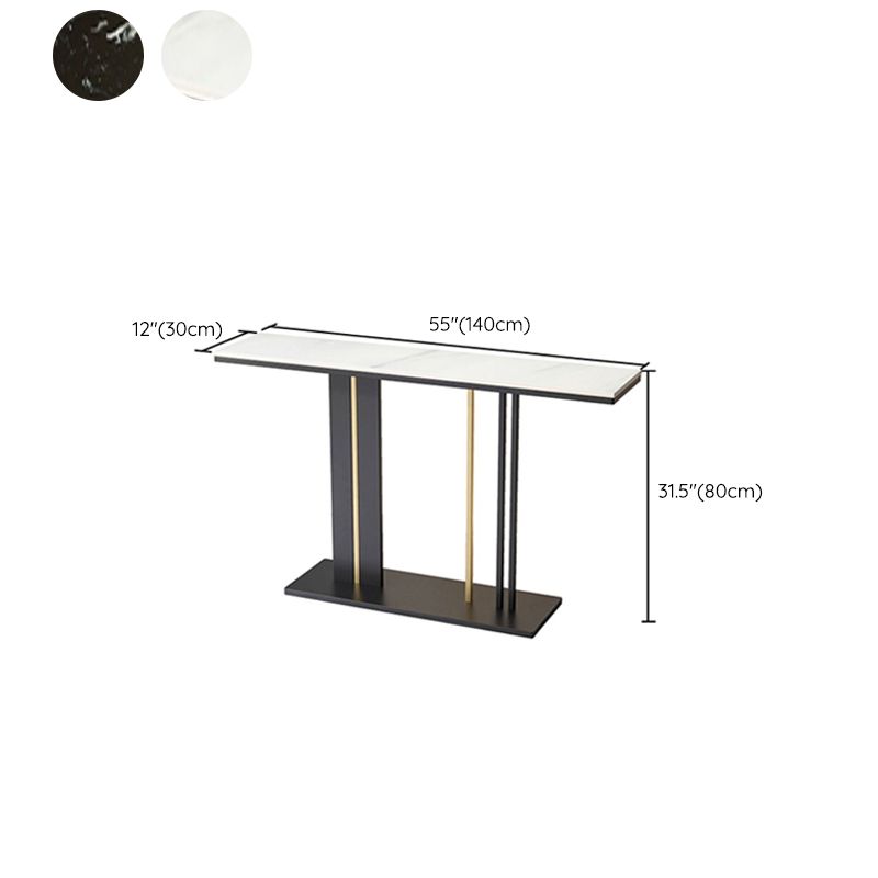 Rectangle Contemporary Console Table Antique Finish Console Sofa Table in Marble