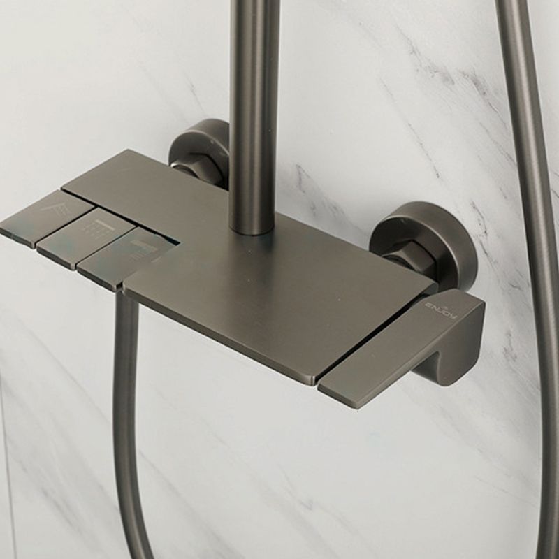 Brass Wall Mounted Shower System Slide Bar Included Shower Set