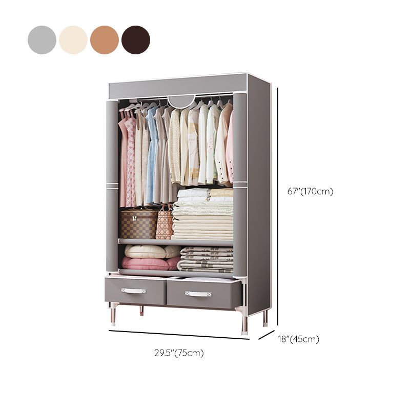 Contemporary Metal Wardrobe for Home Matte Finish Cabinet with Legs