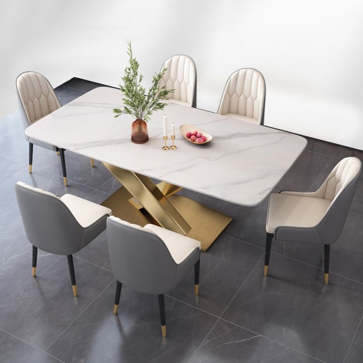 Glam Style Standard Sintered Stone Top Dining Room Set of Rectangle Shape for Kitchen Table Set