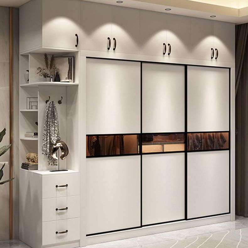 Contemporary Style Wardrobe White Color Wooden Wardrobe Closet for Bedroom