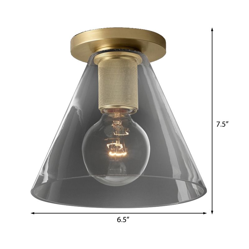 Globe/cône/cylindre/trompette en verre plafonnier suspendu moderne 1 lumière éclairage encastré en laiton pour balcon