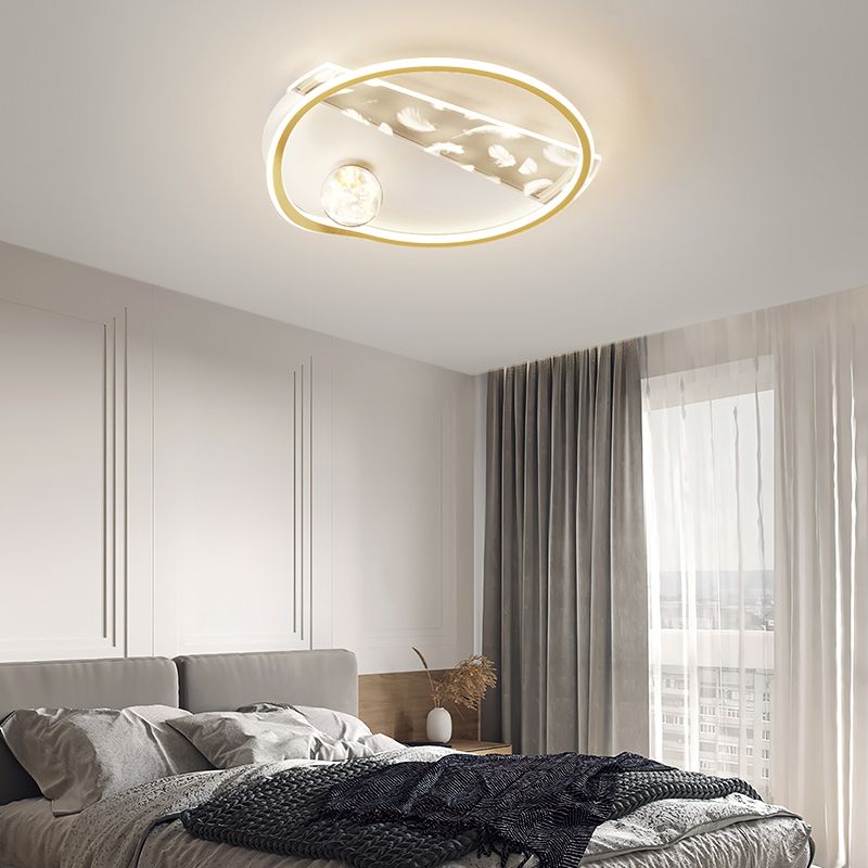 Forme géométrique LED plume plafonnier moderne fer 3 lumières encastré pour salon