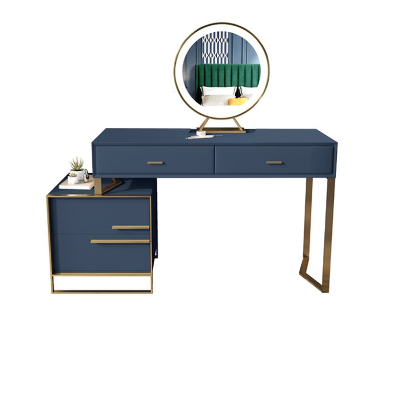 Glam Make-up Vanity Blue Leather Mirror Bedroom Makeup Vanity Set