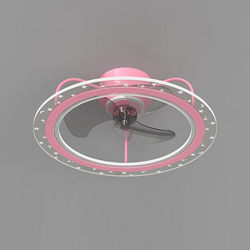 3-Blade Ceiling Fan Blue/pink LED Fan with Light for Children's Room