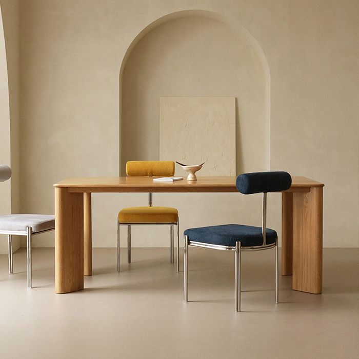 Solid Wood Contemporary Dining Table Rectangle Natural Table with 4 Legs