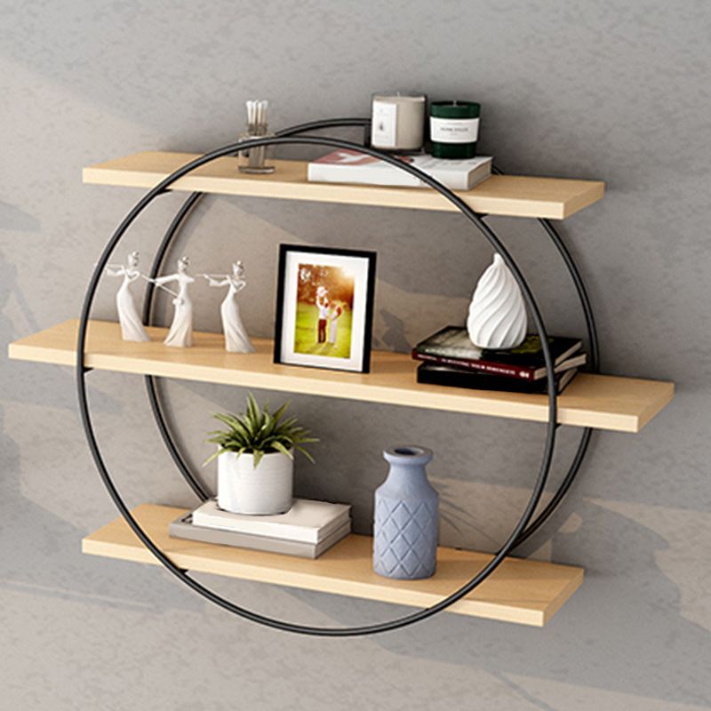 Libreria montata a parete industriale Black Iron Frame Pine Shelf Shelf per soggiorno