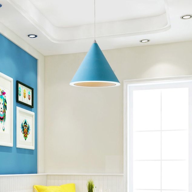 Contemporary Single Light Hanging Lamp Macron Metal Led Pendant Light for Study Room