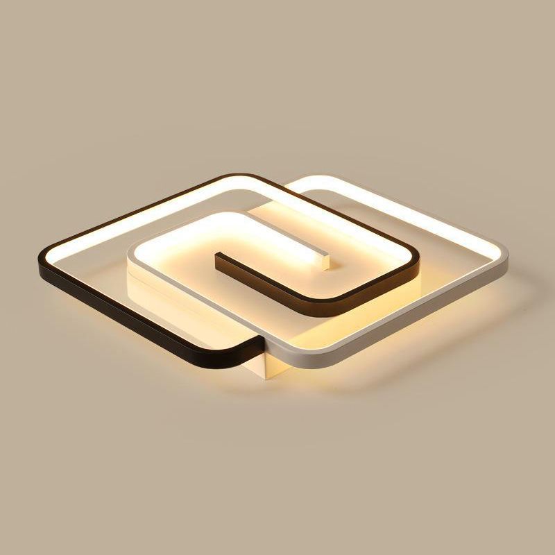 Modern Simple Linear Ceiling Lamp Aluminium 3-Light Flush Mount for Bedroom