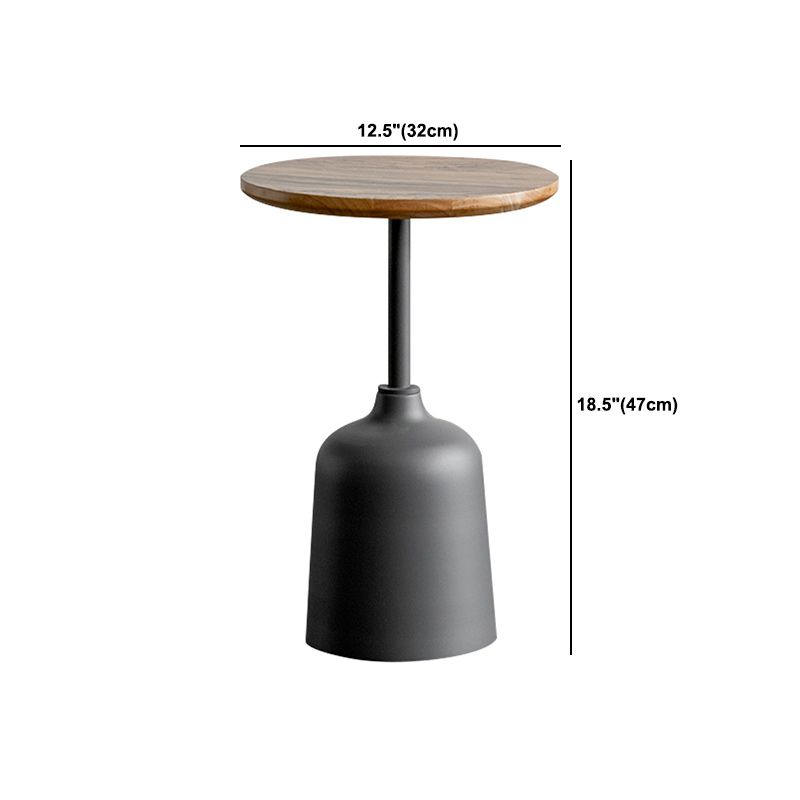 Modernistic Pedestal End Table Slate/Wood Top Round Corner Table