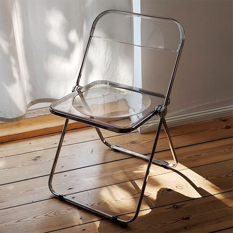 Modern Foldable Backrest Acrylic Chair with Metal Legs for Dining Room