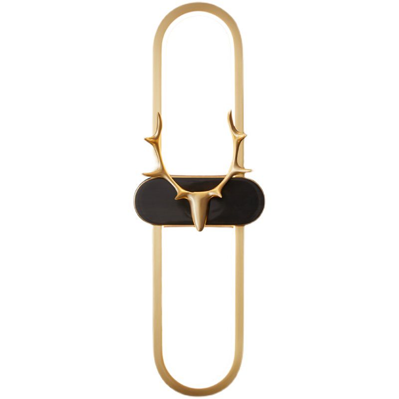 Nordic Style Brass Wall Light Oval Shape LED Wall Sconce in Gold for Living Room