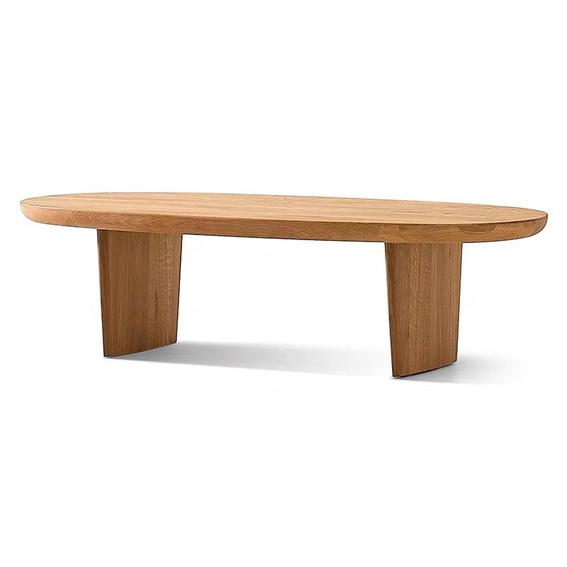 2 Legs Coffee Table Contemporary Solid Wood Coffee Cocktail Table
