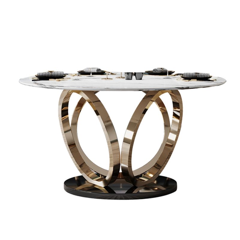 Ronde marmeren eettafel traditionele luxe eetkamercollectie met voetstukbasis