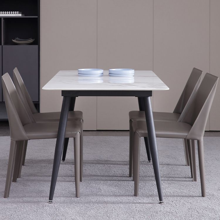 Industrial White Table for Restaurant Rectangle Dining Table with 4 Legs