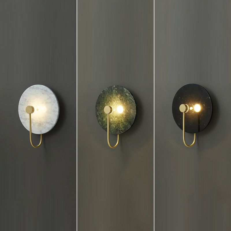 Lampada con applique rotonda lampada moderna a parete a 1 luci con tonalità in pietra