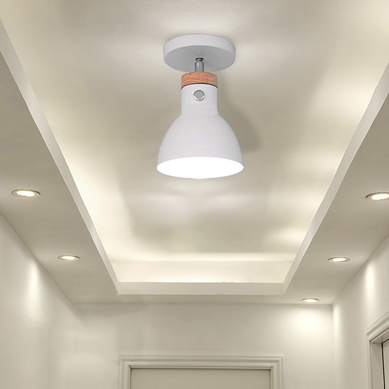 Lámpara semiempotrada verde/blanca/gris con pantalla Metal nórdico Luz de techo semiempotrada para interiores con 1 bombilla