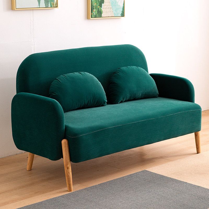 Scandinavian Loveseat with 2 Pillows and Square Arm for Apartment